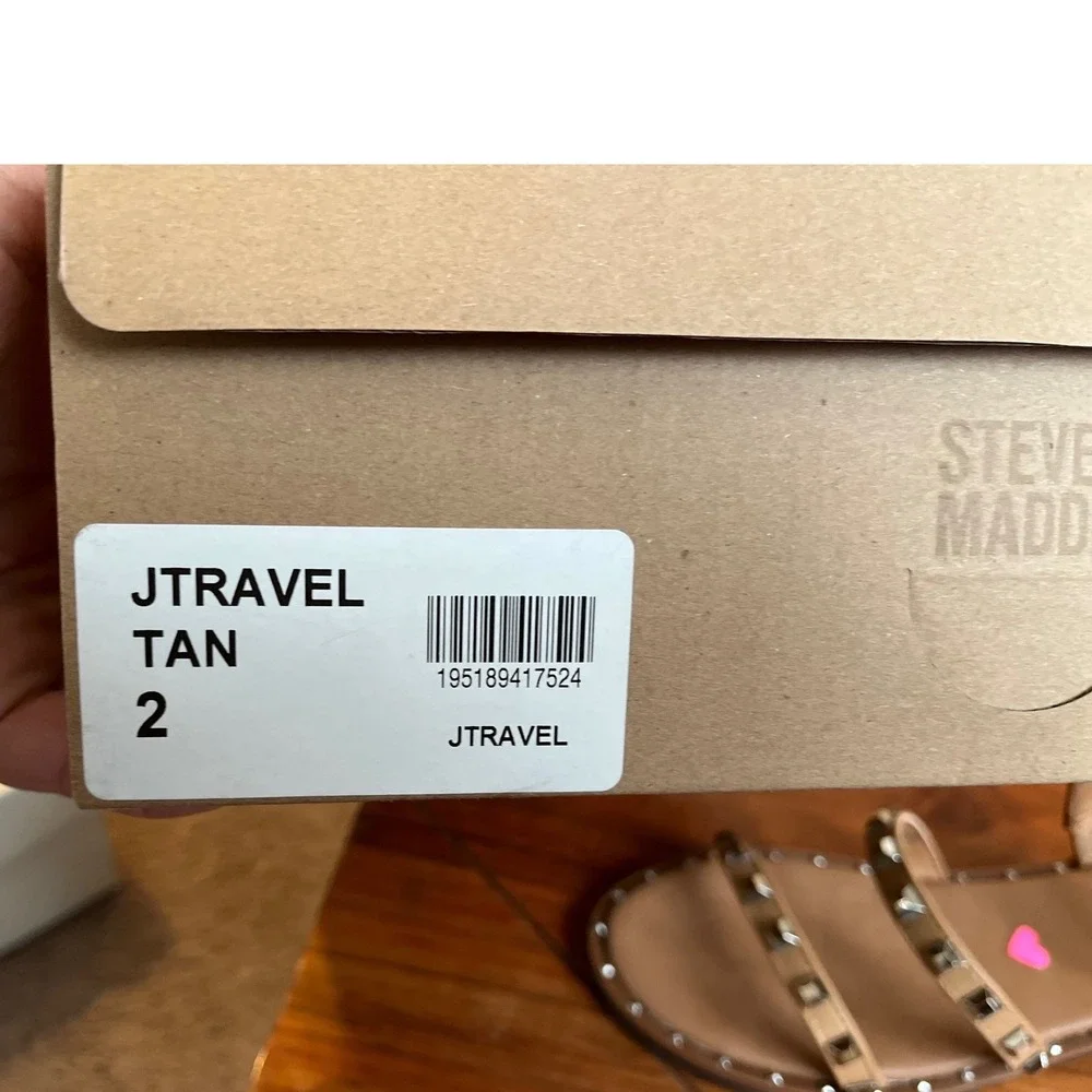Steve Madden JTRAVEL Tan Studded Gladiator Sandals Girls Size 2‎ NWB